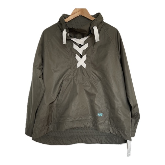 New Balance Lined Windbreaker; Olive green, Pull-over, Drawstring; Sz M Unisex - Picture 1 of 8